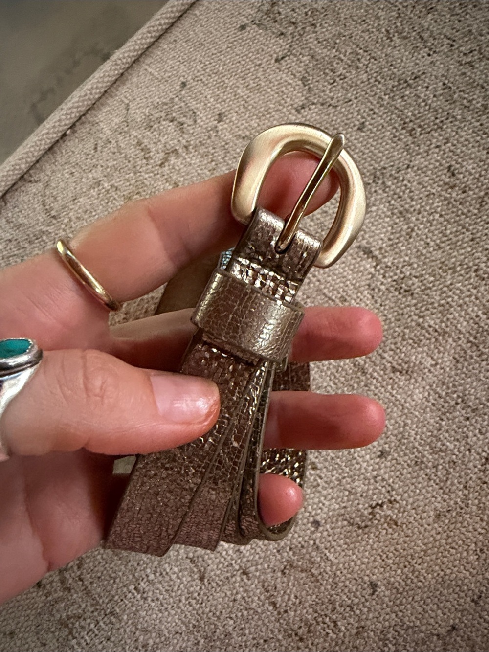 Free People Metallic Gold skinny drapey Belt